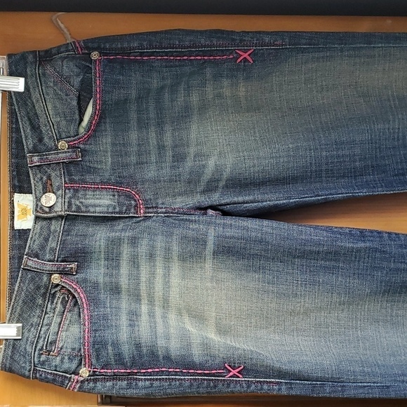 Antik Denim Boot Cut Jeans - Dark Gray with Pink Accents - Picture 3 of 10